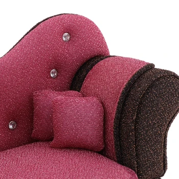 1/6 Moda Pânză Lemn w/ Metal Picioare Premium Red Chaise Lounge cu Canapea Cutie de Bijuterii Fotoliu pentru Blythe BJD Papusa de Acțiune Figura