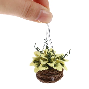 1 buc 1:12 casă de Păpuși în Miniatură Accesorii Verde Ghivece cu Plante de Simulare de Flori Agățat Model de Papusa Decor Jucărie