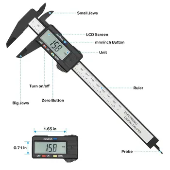 100mm 150mm Electronic Digital Caliper Fibra de Carbon Dial Gauge Șubler cu Vernier Micrometru Digital Riglă de Măsurare Instrument