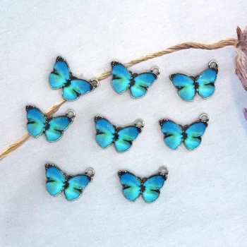 10buc/cutie de Aliaj de Zinc Fluture Albastru Cercel Farmece Animal coreeană Fluturi Pandantiv Pentru Bratara Colier DIY Bijuterii Face