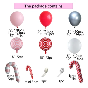 154Pcs Crăciun Roz Argintiu Rosu Balon Latex Ghirlanda Arc Lollipop Trestie Baloane Folie Xmas Petrecere de Anul Nou Decoratiuni Navidad