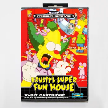 16 bit Sega MD Cartuș joc cu cutie de vânzare cu Amănuntul - lui Krusty Super-Distractiv joc Casa coș pentru Megadrive pentru Geneza sistemului
