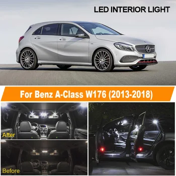 18pcs Alb Canbus Becuri cu LED-uri Lumina de Interior Kit Pentru 2013-2016 2017 2018 Mercedes Benz a-Class W176 Harta Dom Usa Portbagaj Lampa