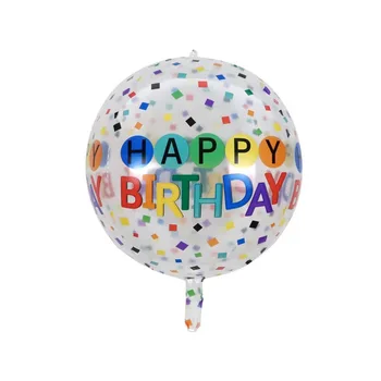 1buc 22Inch 4D Fericit Ziua de naștere Partidul Decor Baloane Transparente Balon Balon Colorat Decor Consumabile
