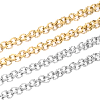 1m din Oțel Inoxidabil de Aur Link-ul Lanț Colier Vrac Cablu 4,5 mm Lățime pentru a Face Bijuterii Constatările DIY Consumabile en-Gros Vrac