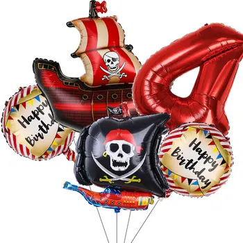 1Set Corabie de Pirați Baloane 18inch la mulți ani Balon Băiat Ziua de nastere Decor Petrecere Copil de Dus Petrecere de Halloween Decor Globos