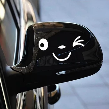 2 buc Reflectorizante Zâmbet Drăguț autocolante Auto Oglinda Retrovizoare Autocolant desen Animat Zâmbind Ochi Fata Autocolant Decal pentru Toate Masinile de Styling Auto
