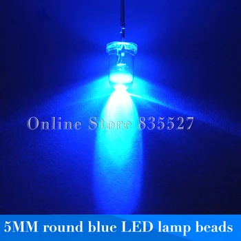 200PCS/LOT 5MM albastru super-luminos LED cristal / diode emițătoare de lumină în jurul capului