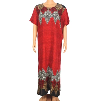 2020 Dashikiage Africane Dashiki Pentru Femei Bumbac Roșu Print Short Sleeve O-Gât Rochie Lunga De Vara Moderne, Mama Maxi Rochie