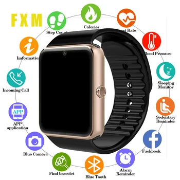 2020 mens' ceasuri GT08 Plus Bluetooth Pereche de Metal Ceas cu Sim Slot pentru Card de Mesaj de notificare Pentru Android, IOS, Telefon ceas Inteligent