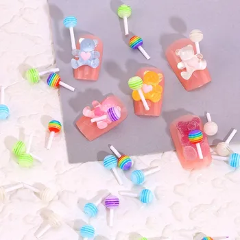 20buc 4/6mm Lollipop Design de Unghii Farmecele se amestecă culorile Bomboane Design Rășină Pietre de Unghii Pentru Manichiura Sfaturi DIY Nail Art Decor Accesorii