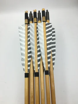 28.29.30.31.32 inch săgeată din lemn și bambus săgeată cu pene de curcan este potrivit pentru arc lung Joc și de vânătoare magazin 15 stiluri