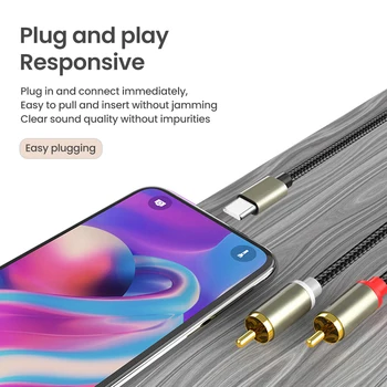 3.5 mm/Tip-C Pentru RCA Cablu Audio Pentru iPhone Jack la 2 RCA Audio Aux Converter Pentru Sumsung Xiaomi Difuzor USB C AUX Boxe Amplificator