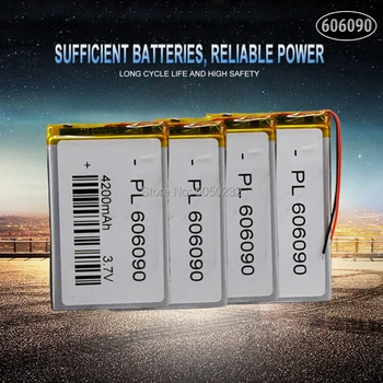 4pc 3.7 v 4000mAh 606090 Litiu-Polimer Baterie Reîncărcabilă Pentru GPS, MP4 Camera Power Bank Tablet Jucarii Electrice PAD DVD