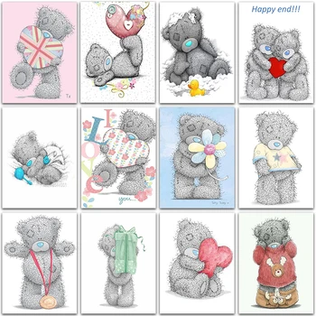 5D DIY Diamant Pictura Kit Desene animate Dragoste Tatty Teddy bear Flori Decor Acasă de Artă Completă Patrati si Rotunde mozaic broderie cusatura Cruce
