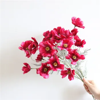 6 Capete Persia Daisy Flori Artificiale de Mătase, Flori False 60cm lungime Ramura Buchet de flori Pentru Grădină Acasă Nunta Decor de Crăciun