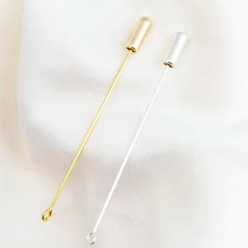 6pcs 60mm timp de cupru înfășurat în aur și argint, 9-în formă de broșă cu gel de siliciu plug DIY bijuterii hand-made cu materiale accesorii