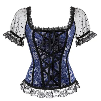 Alb-negru de Epocă Lolita Victorian Bluza 2019 Puff Maneca Dantela Elastica Steampunk Plus Dimensiune Haine de Femei Femei Tricou Top