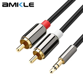 AMKLE AUX RCA-Cablu Jack 3.5 mm Cablu Audio Extensie Sunet Stereo pentru Sepeaker JB L Căști Mașină Smartphone Oneplus Cablu AUX