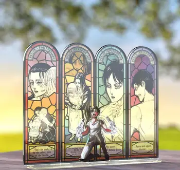 Anime Atac pe Titan Eren Jager Mikasa Levi Ackerman Cosplay Acrilic de Fond Stand Figura Placa de Model de Desene animate Desktop Jucărie