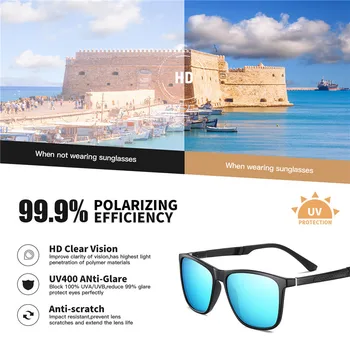AOFLY BRAND Polarizat ochelari de Soare pentru Bărbați Aluminiu magneziu Templu Anti-Orbire Oglindă Lentile de Conducere Pătrat ochelari de Soare de sex Masculin UV400