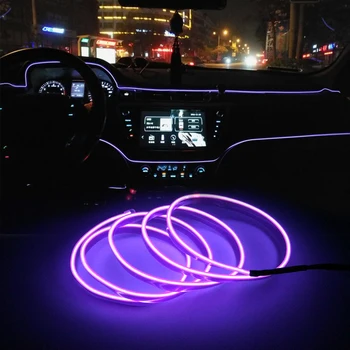 Automobile Atmosfera Lampa Auto Interior Iluminat LED Benzi Decor Ghirlanda cabluri Tub Linie de Lumină de Neon flexibil USB
