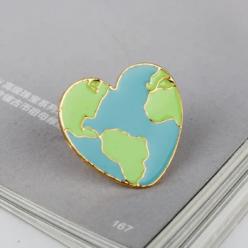 Brosa In Forma De Inima Pământului Pin Policecar Prinți Metal Broșe Drăguț Email Ace Cămașă Din Denim Pin Rever Insigna Pin Bijuterii