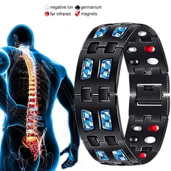 Bărbați Moda Brățară Magnetică Bărbați Artrita Magnet Tratamentul Durerii De Tunel Carpian Comun Metal Rând Dublu Magnet Bijuterii