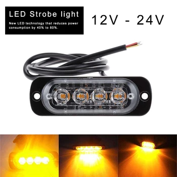 Camioane auto 12V 24V 4 LED-uri de Avertizare Partea de Lumina Strobe de lumină de Trafic de Lumină Galben-Auto Accesorii