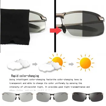 Clasic de Conducere Fotocromatică Bărbați ochelari de Soare Polarizat Cameleon Decolorarea ochelari de Soare barbati Zi de Noapte Viziune Ochelari de Conducere