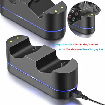 Controller PS4 Incarcator pentru Sony PS4 / PS4 Pro / PS4 Slim Controller DualShock 4, Dual USB Indicator LED Lumină