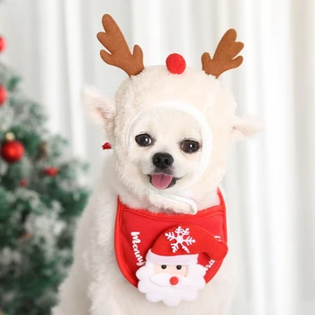 Câinele Pălărie De Crăciun Crăciun Câine Bandană Pălărie Moș Crăciun Și Pomul De Forma Saliva Prosop Amuzant Drăguț Câine Bandană