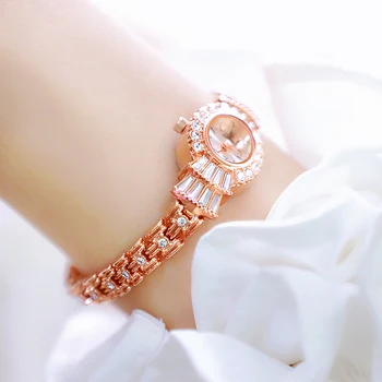De Înaltă Calitate Moda Mic Ceasuri Pentru Femei Rochie De Lux De Aur Doamnelor Ceas De Mână Cristal De Diamant De Sex Feminin De Argint Brățară Ceas