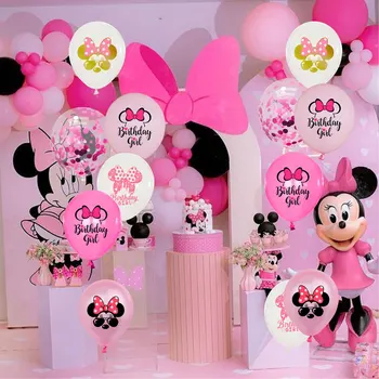 Desene animate Minnie Mouse Balon Roz Paiete zi de Naștere Fericită Fată Balon pentru Copii Fete Cameră de Fundal Petrecere Decoratiuni