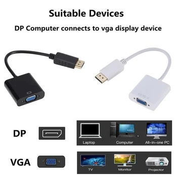 DisplayPort displayport DP pentru Adaptor VGA Cablu de sex Masculin la Feminin Converter pentru PC si Laptop HDTV Monitor Proiector