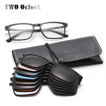 DOUĂ Ora 7 In 1 Magnet pentru Bărbați ochelari de Soare Polarizati Clip-On Ochelari Femei Pătrat baza de Prescriptie medicala Optica Cadre 3D Galben Oculos A2249