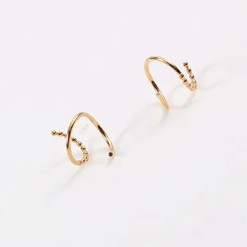 Dublu faux piercing spirală hoop cercei pentru femei din oțel inoxidabil acoperit cu margele cercei minimalist stil francez de moda 2021