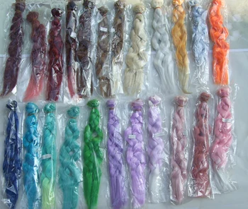 Fabrica de oferta 25cm lung ondulat BJD papusa părul curcubeu de culori ondulate gros papusa peruci