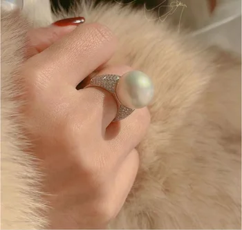 Femei Simplu pearl inel de sex feminin deschiderea ins valul de lux lumina temperament all-meci inel