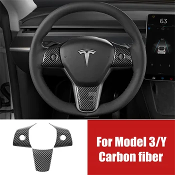 Fibra de Carbon Volan Masina Patch Decor Capac Ornamental pentru Tesla Model 3 Model Y 2021 Interior Modificat Accesorii Auto