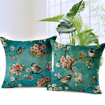 Flori Și Păsări, Peisaj Decorative perne Colorate Luminoase de Pernă Pentru Canapele 3D Imprimate Scaun Elegant Cojines