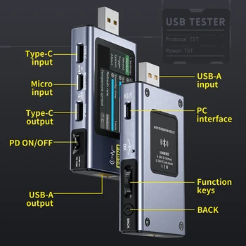 FNB58 Voltmetru Digital Actual Tester LCD Display USB de Tip C, Încărcare Rapidă Contor de Curent Pentru Testarea Curent Instrument de Instrumente