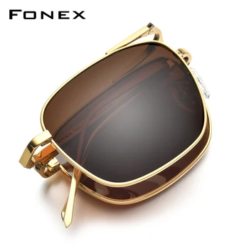 FONEX Titan Pur Polarizat ochelari de Soare Barbati Pliere Clasic Pătrat Ochelari de Soare pentru Barbati 2019 Nou de Înaltă Calitate, de sex Masculin Nuante 839