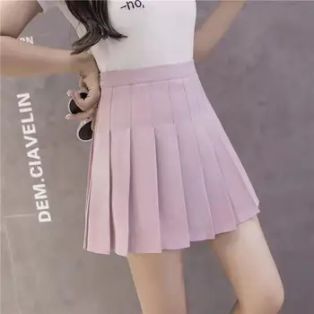 Fuste Mini Kawaii faldas Vara pentru Femei Fusta pantaloni Scurți de Înaltă Wais-linie Student Carouri Fusta Plisata Femei Drăguț Fete Dulci Dans