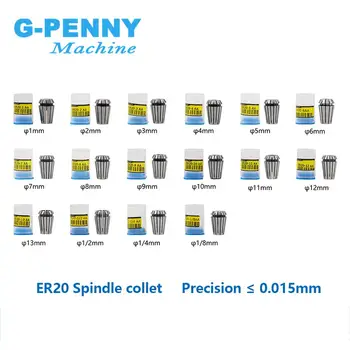 G-Penny ER20 Spring Collet Set 16pcs de la 1 mm la 13 mm 6,35 mm 12,7 mm 3.175 mm 1/2 1/8 1/4 pentru Frezat CNC Strung Tool Spindle Motor