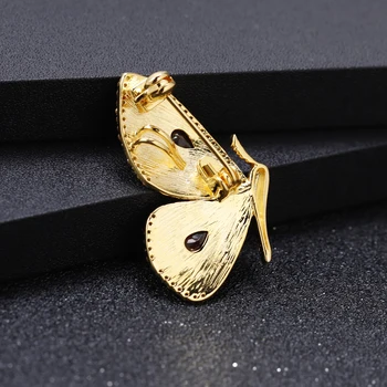 GEM de BALET 1.05 Ct Granat Natural de Aur Fluture Brosa Pandantiv pentru Femei Argint 925 pietre semipretioase Animal Brosa Bijuterii