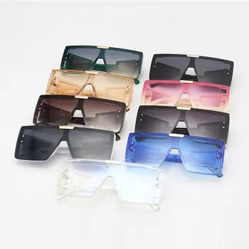 HBK la Modă-O singură Bucată Mare de ochelari de Soare Cadru Larg Temple Moderne Pătrat Decorative Ochelari de Soare Femei Bărbați Supradimensionate, Ochelari de UV400