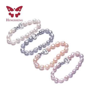 HENGSHENG Baroc Pearl Bijuterii Brățară, 6-10mm Alb Natural Pearl Brățară Pentru Femei Partid Bijuterii Nunta Bijuterii de Craciun