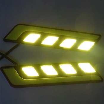 JX-LCLYL 2 buc Alb+Amber LED COB Masina DRL Daytime Running Light Lampa de Ceață