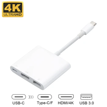 KEBIDU USBC 3.1 Convertor USB Tip C La USB 3.0/HDMI compatibil/TypeC de sex Feminin Adaptor Încărcător Cablu 4K, 1080P pentru Macbook